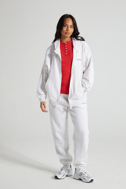 Comfort Zip Hoodie - White Marl