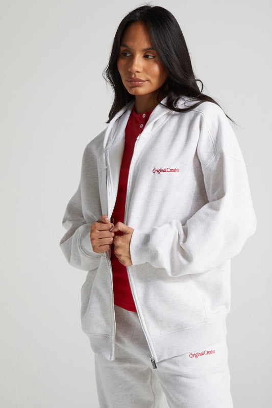 Comfort Zip Hoodie - White Marl