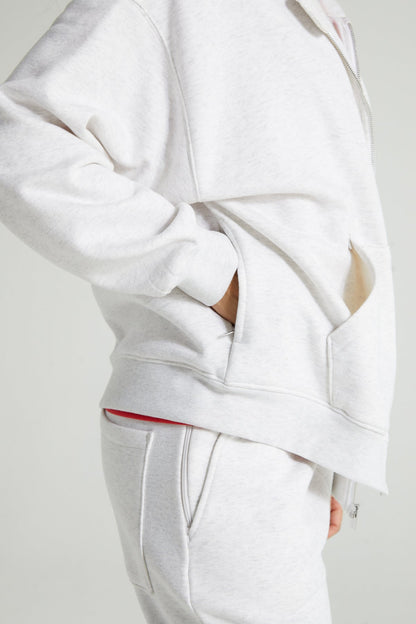 Comfort Zip Hoodie - White Marl
