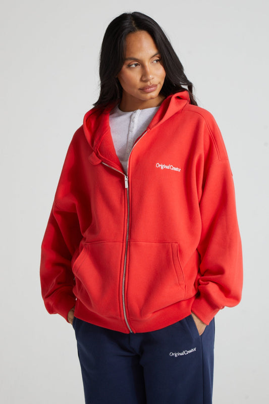 Comfort Zip Hoodie - Poppy Red